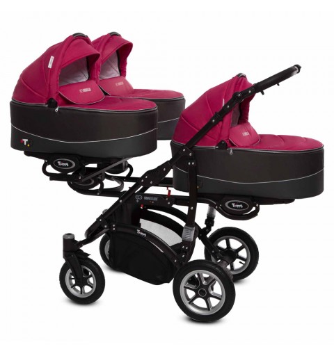 Babyactive Trippy Black - wózek wielofunkcyjny, zestaw 2w1 z opcją 3w1 i 4w1 | 10 Amarant